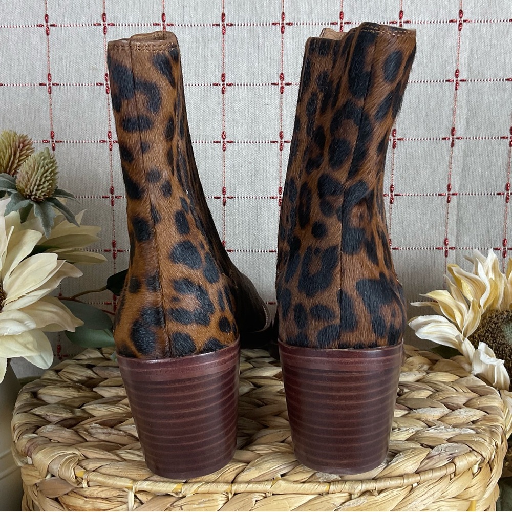 Madewell “The Autumn” High Chelsea Boot Leopard Dyed Calf Hair Ankle Bootie 8 - Picture 3 of 6
